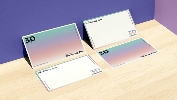 Free Business Card on Wooden Floor Mockup