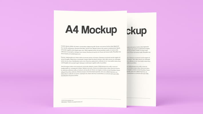 Free Double A4 Paper PSD Mockup