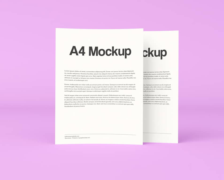 Free Double A4 Paper PSD Mockup