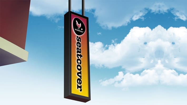 Free Drop Down Backlit Sign Board Mockup PSD