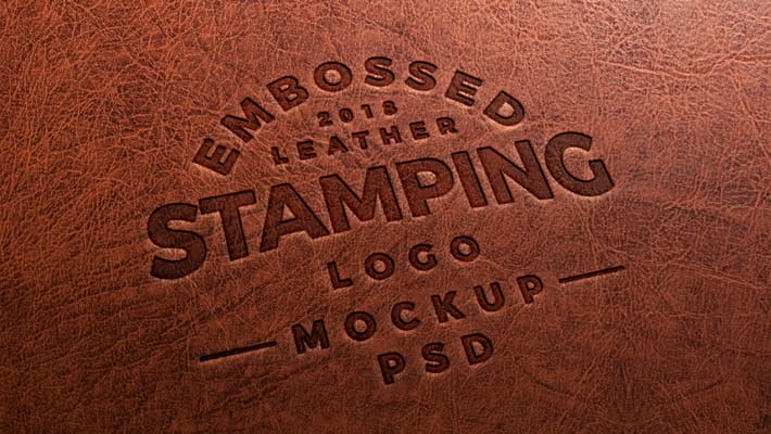 Free Embossed Leather Stamping Logo Mockup PSD