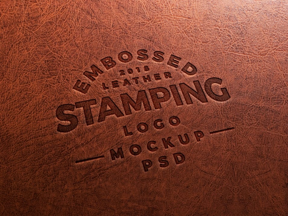 Free Embossed Leather Stamping Logo Mockup PSD