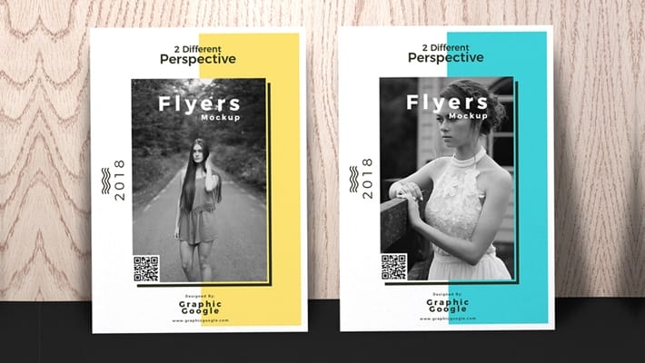 Free Flyers Mockup With 2 Different Perspective