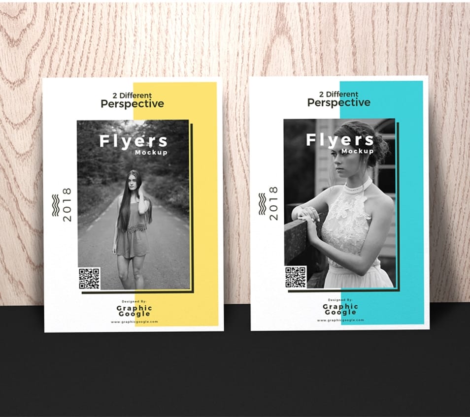 Free Flyers Mockup With 2 Different Perspective
