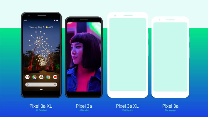 Free Google Pixel 3a & Pixel 3a XL Mockup PSD