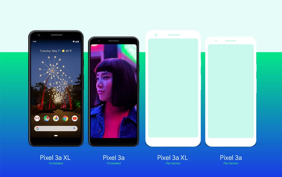 Free Google Pixel 3a & Pixel 3a XL Mockup PSD