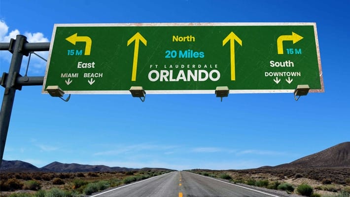 Free Highway Wayfinding Signage Board Mockup PSD