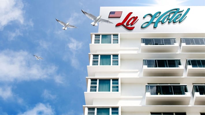 Free Hotel Building Logo Mockup PSD