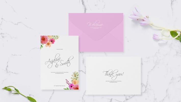 Free Invitation Card Mockup For Wedding & Greetings