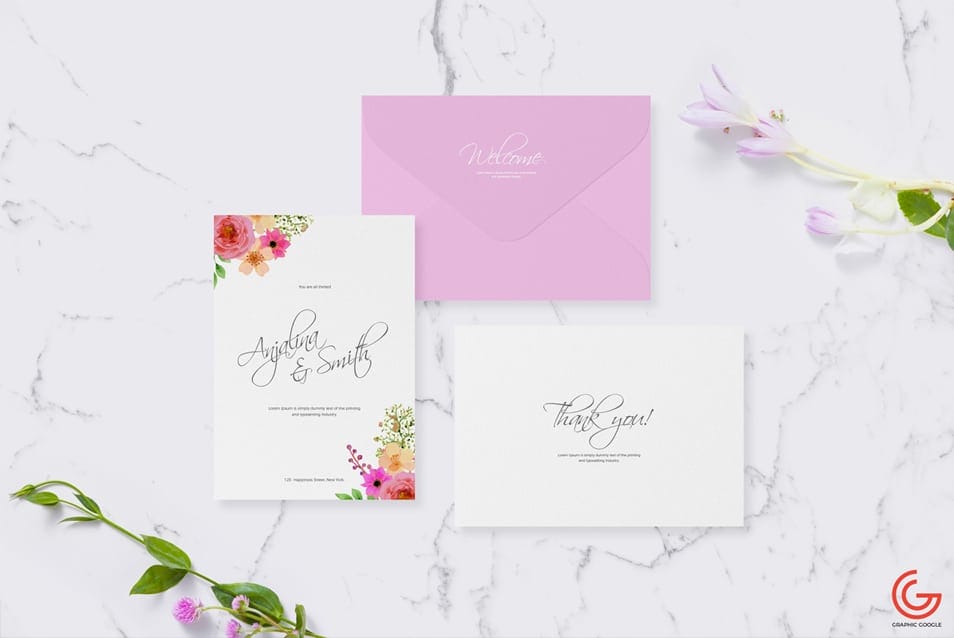 Free Invitation Card Mockup For Wedding & Greetings