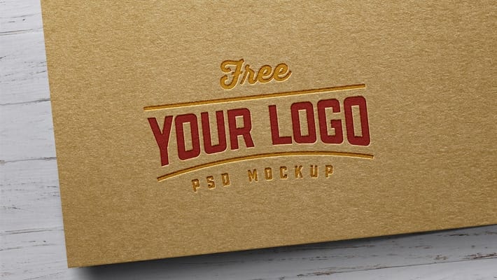 Free Kraft Paper Letterpress Logo Mockup PSD