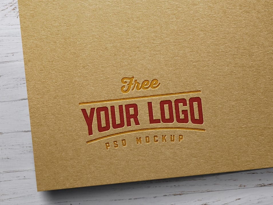Free Kraft Paper Letterpress Logo Mockup PSD