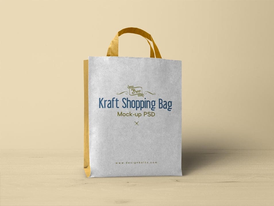 Free Kraft Paper Shopping Bag Mockup PSD