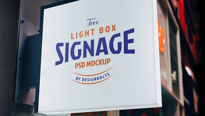 Free Light Box Signage Board Mockup PSD