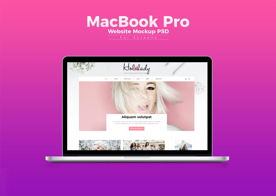 Free MacBook Pro Website Mockup PSD For Screens