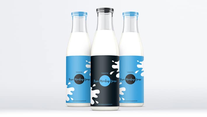 Free Milk Glass Bottle Mockup