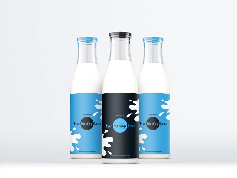 Free Milk Glass Bottle Mockup