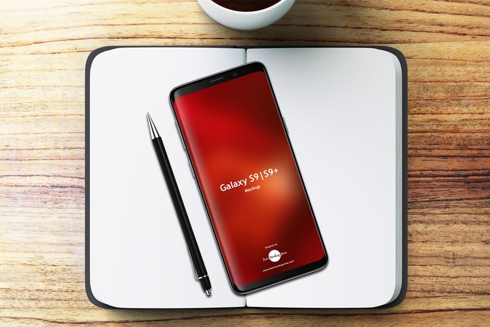 Free Notebook With Samsung Galaxy S9 & S9+ Mockup
