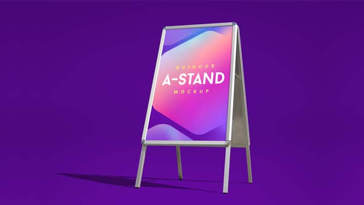 Free Outdoor Advertising Foldable A-Stand Mockup PSD