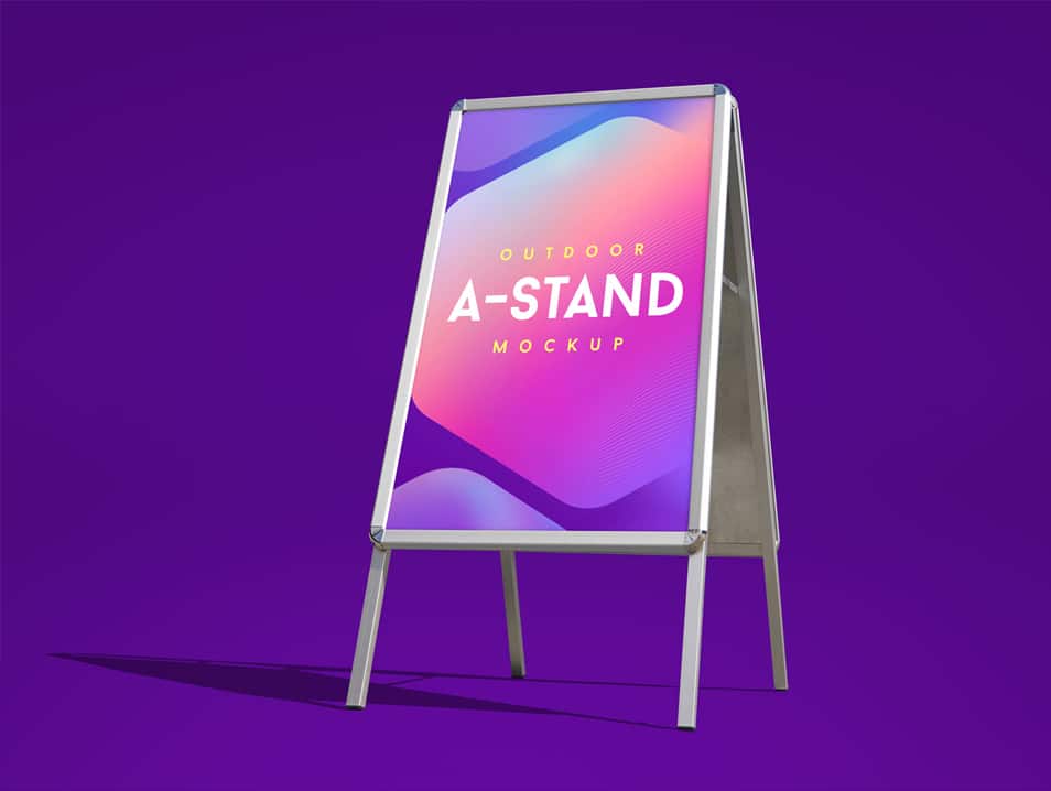 Free Outdoor Advertising Foldable A-Stand Mockup PSD