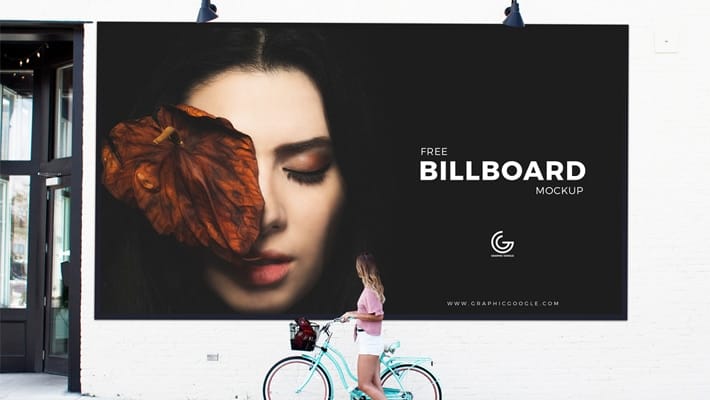 Free Outdoor Girl Watching Billboard Mockup PSD