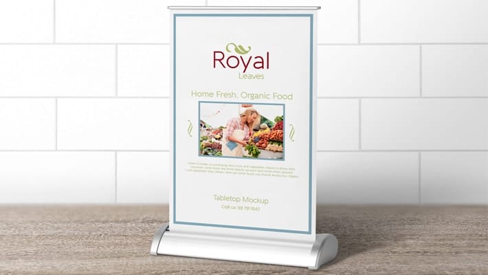 Free Retractable Tabletop Menu Mockup PSD