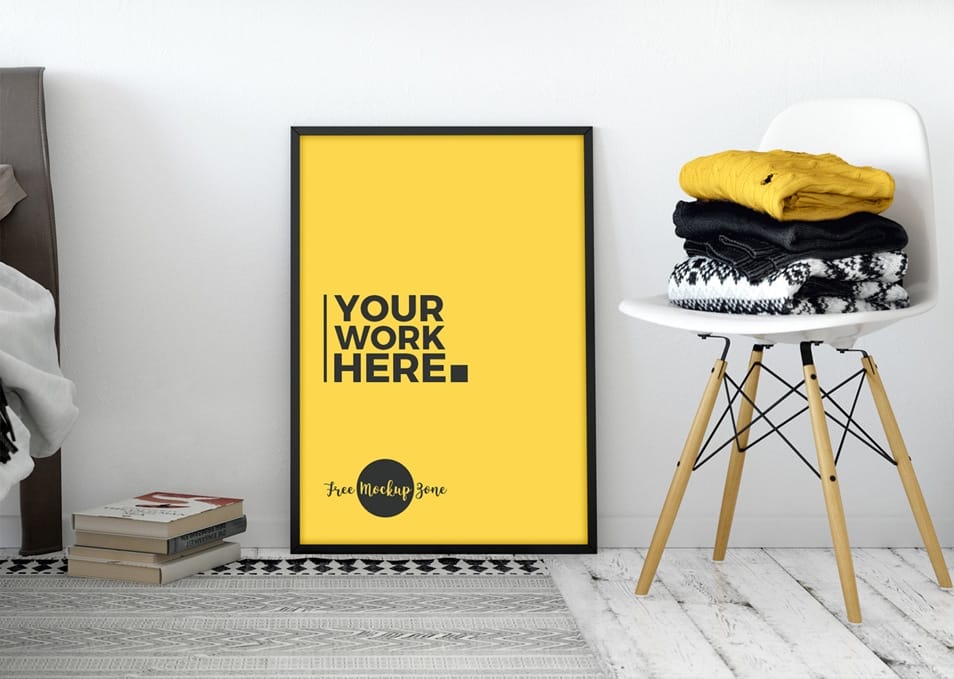 Free Room Interior Standing Poster Mockup PSD