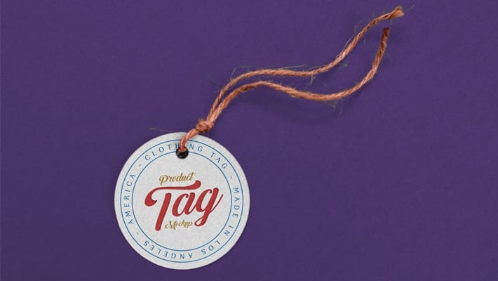 Free Round Product Tag Mockup PSD