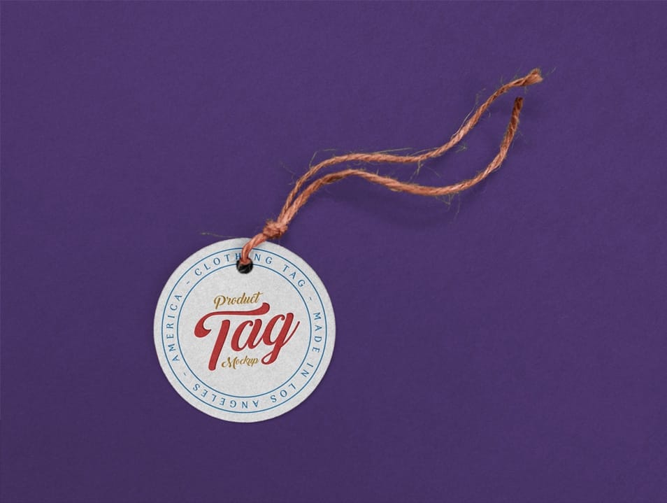 Free Round Product Tag Mockup PSD