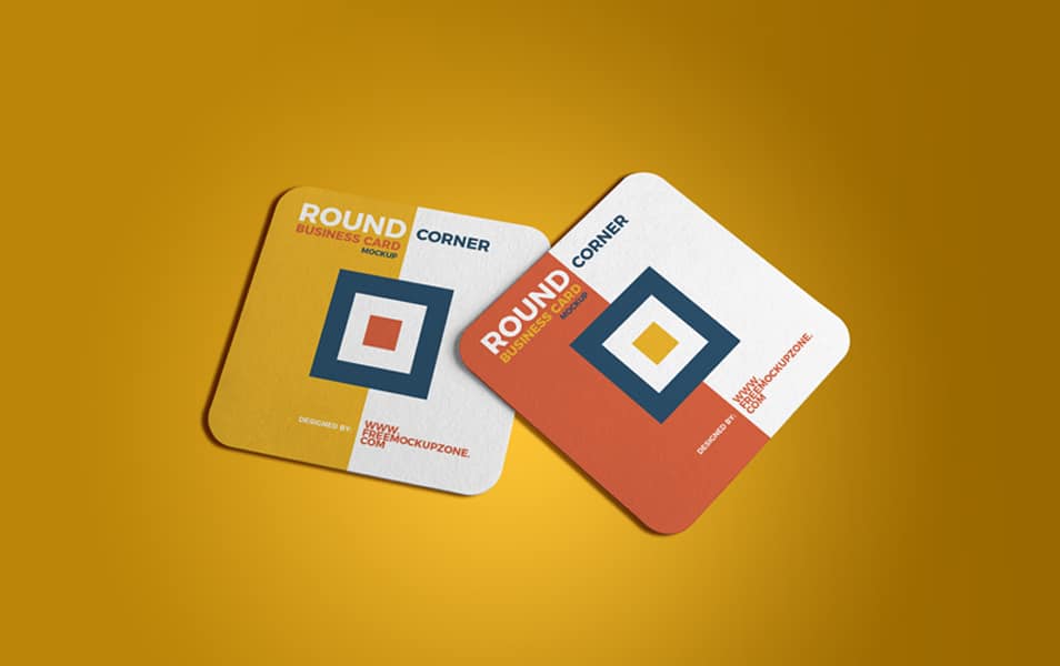 Free Square Round Corner Business Card Mockup