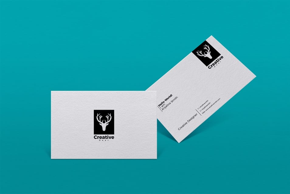 Free Textured Business Card Branding PSD Mockup
