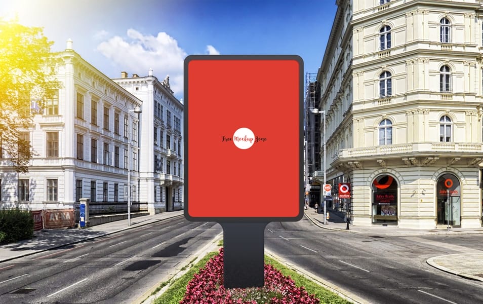 Free Vertical Outdoor Advertisement Billboard PSD Mockup