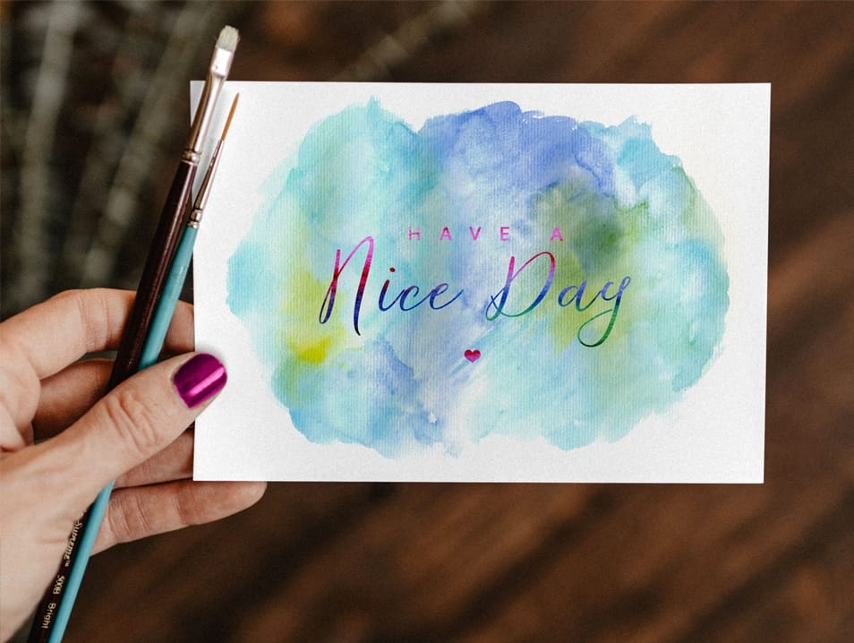 Free Watercolor Painting Greeting Card Mockup PSD
