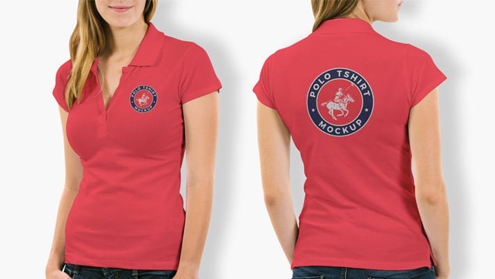 Free Woman With Polo T-Shirt Mockup PSD
