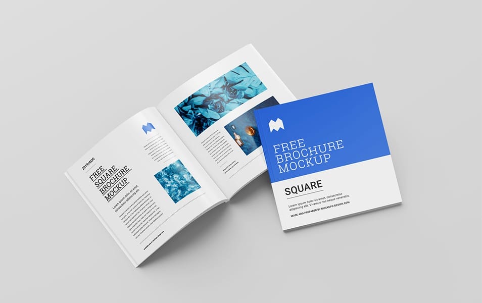 Free Perfect Binding Square Brochure Mockup