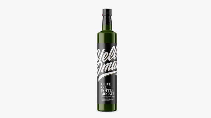 Glossy Olive Oil Bottle Mockup