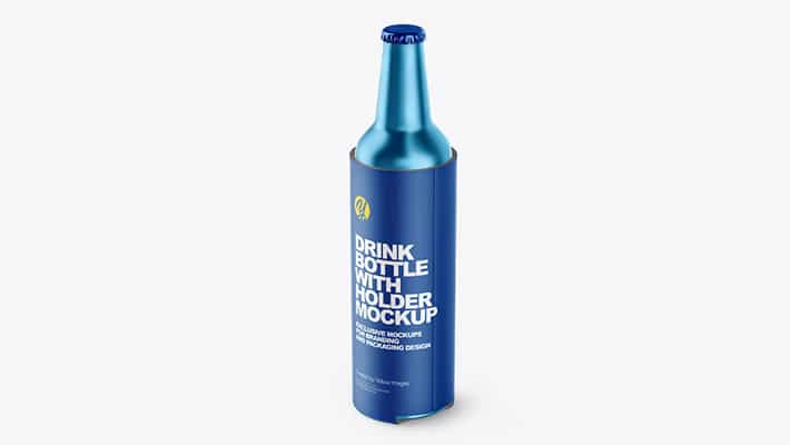Metallic Drink Bottle Holder Mockup