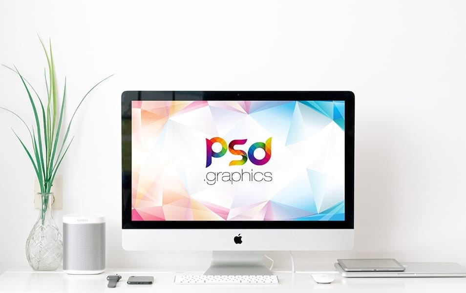 Minimal iMac on Desk Mockup