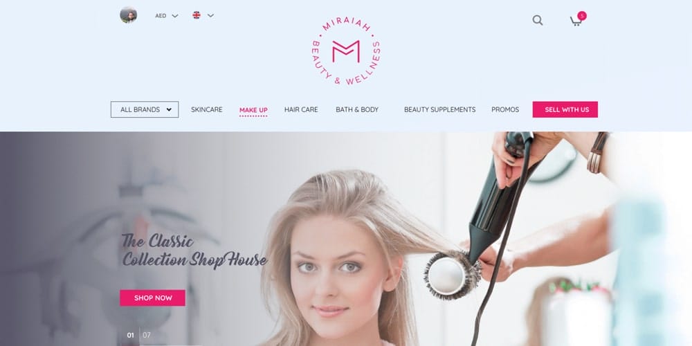 Mirayah e-commerce Cosmetics Web Template