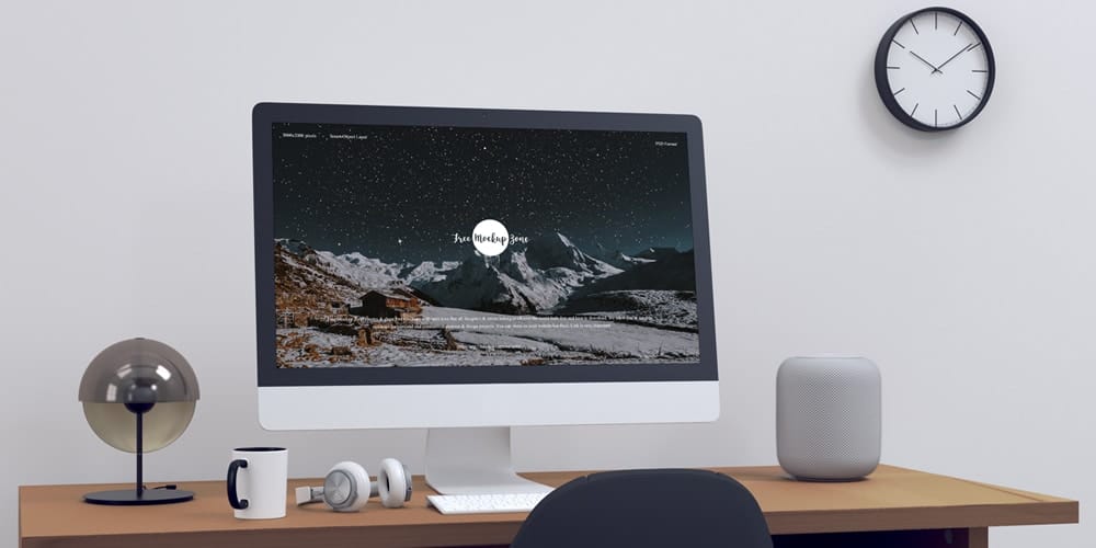 Modern Designer Workstation iMac Mockup