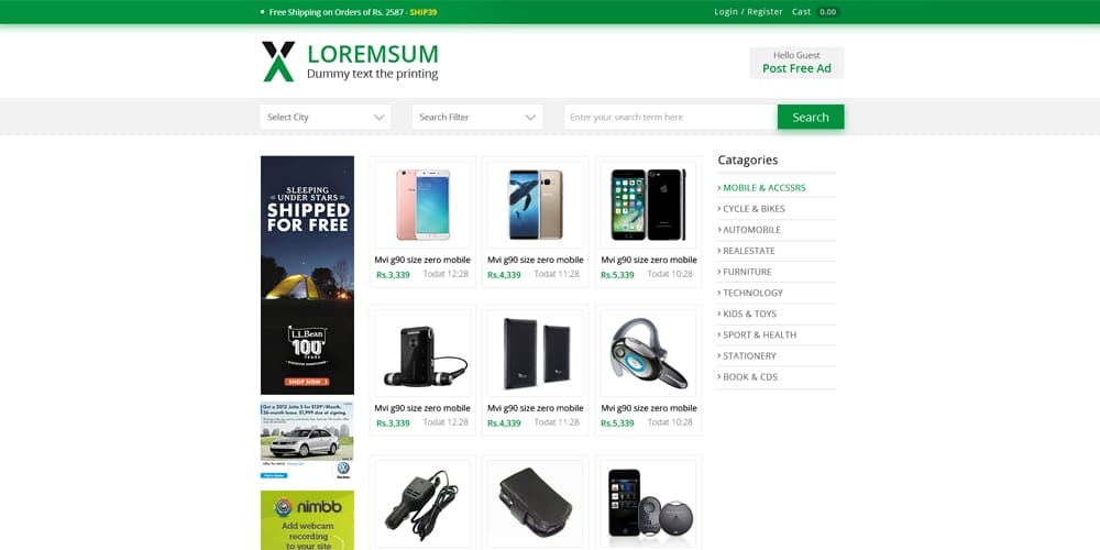 Online Shopping Web Template PSD