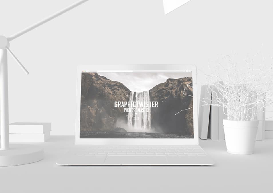 Photorealistic White Macbook Pro Mock-ups