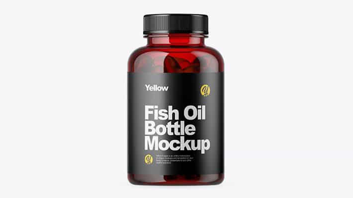 Red Bottle with Fish Oil Mockup