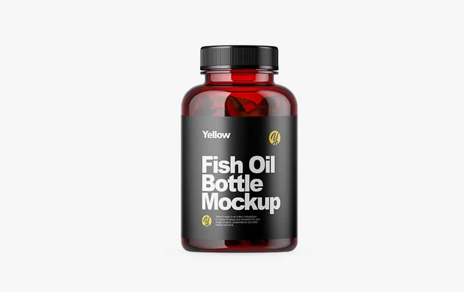Red Bottle with Fish Oil Mockup