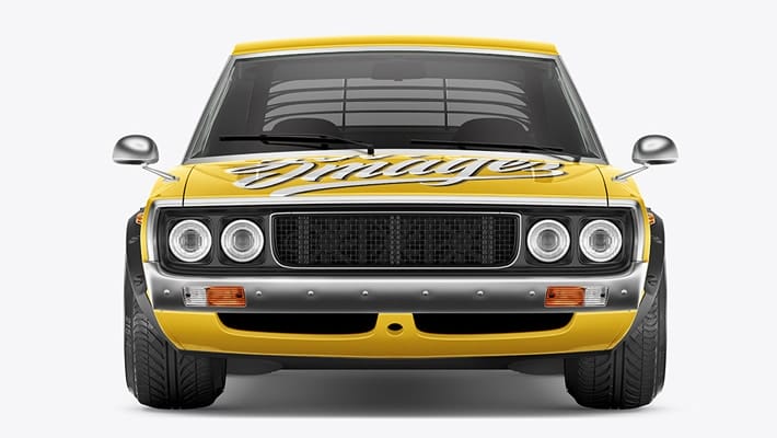 Retro Sport Car Mockup - Front View