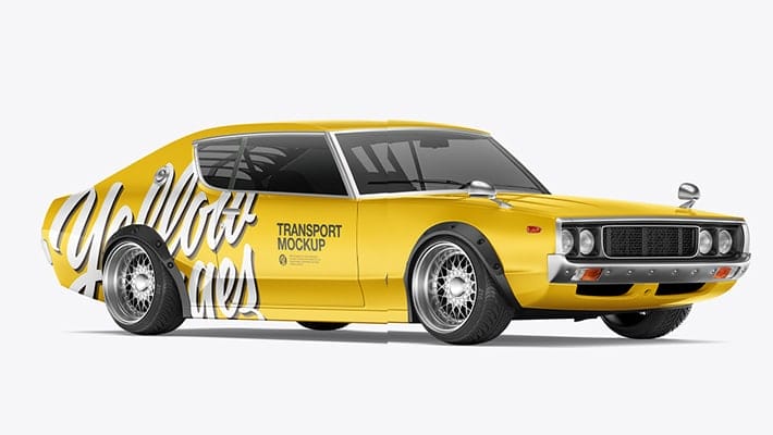 Retro Sport Car Mockup - Half Side View
