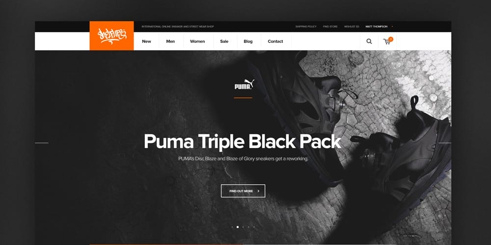 Free Ecommerce Web Templates PSD 103 Shelflife Sneaker Store