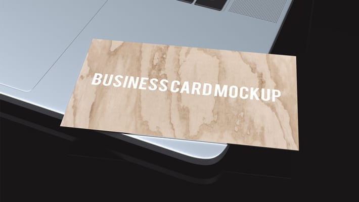 Single Business Card Mockup on New MacBook Pro