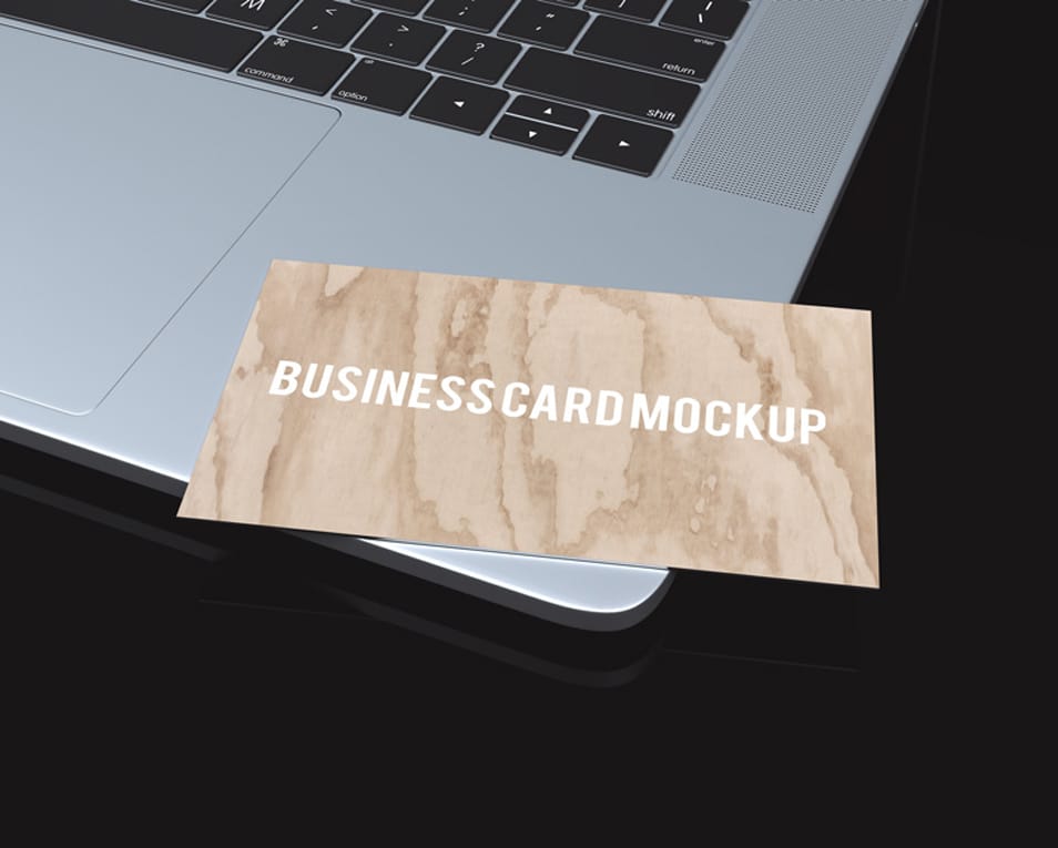 Single Business Card Mockup on New MacBook Pro