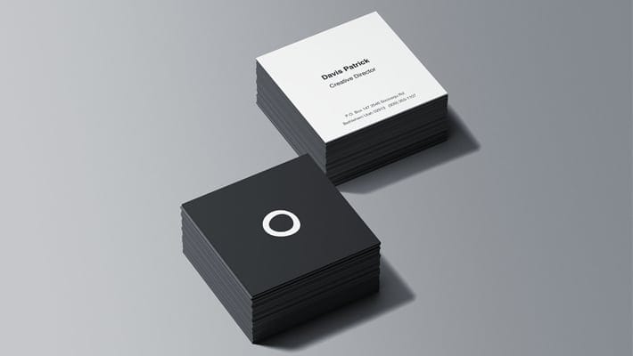 Square Business Card Stacks Mockup